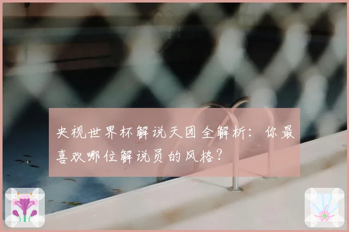 央视世界杯解说天团全解析：你最喜欢哪位解说员的风格？